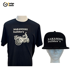 白黒イラストで制作したTシャツ・ロゴを活用したキャップ